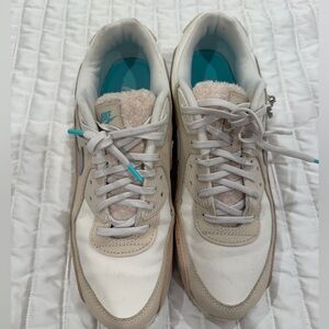 Nike White and Tan Sneakers with Teal Highlights AIR MAXES